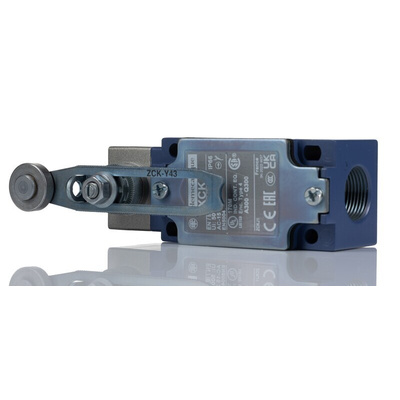 Telemecanique Sensors XCKJ Series Roller Lever Limit Switch, 1NC/1NO, IP66, DPST, Zamak Zinc Alloy Housing, 240V ac