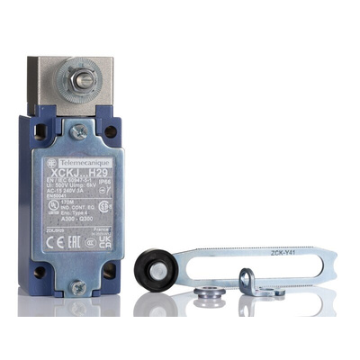 Telemecanique Sensors XCKJ Series Roller Lever Limit Switch, 1NC/1NO, IP66, DPST, Zamak Zinc Alloy Housing, 240V ac