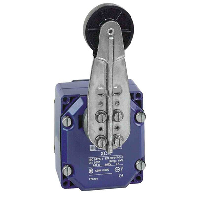 Telemecanique Sensors XCR Series Roller Lever Limit Switch, 2NO/2NC, IP54, DPST, Zinc Alloy Housing, 240V ac Max, 3A Max