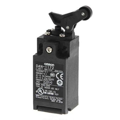 Omron Roller Lever Limit Switch, 1NC/1NO, IP67, DPST, Metal Housing, 240V ac Max, 10A Max