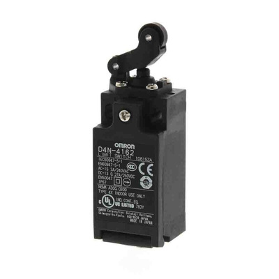 Omron Roller Lever Limit Switch, 2NC, IP67, DPST, Metal Housing, 240V ac Max, 10A Max
