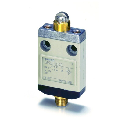 Omron Roller Plunger Limit Switch, NO/NC, IP67, SPDT, Metal Housing, 125V ac ac Max, 1A Max