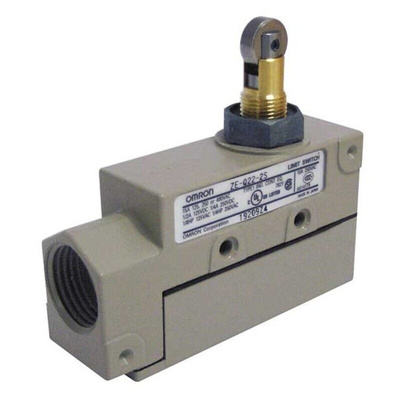 Omron Roller Plunger Limit Switch, NO/NC, IP60, SPDT, 250V ac ac Max, 15A Max