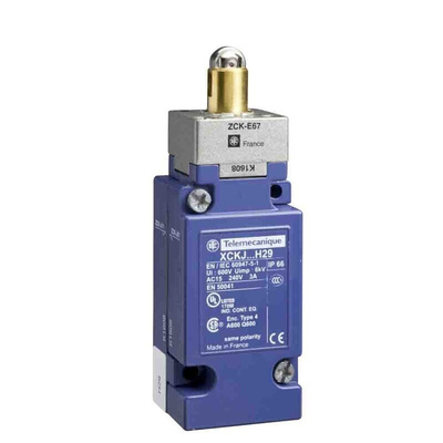 Telemecanique Sensors Roller Plunger Limit Switch, 1CO, IP66, SP, Metal Housing, 500V ac Max, 10A Max