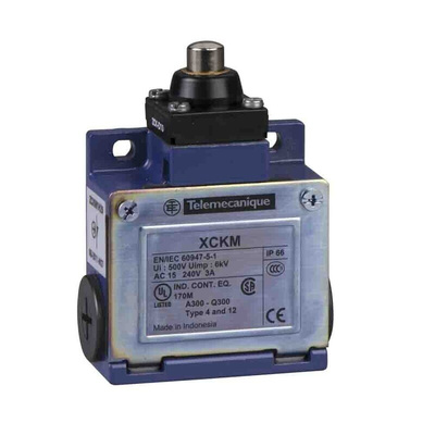 Telemecanique Sensors Plunger Limit Switch, 1NC/1NO, IP66, DP, Metal Housing, 500V ac Max, 10A Max