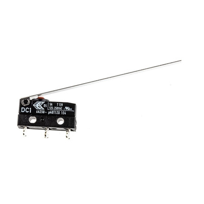 ZF Long Hinge Lever Micro Switch, Solder Terminal, 6 A @ 250 V ac, SPDT, IP6K7