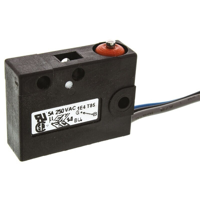 Saia-Burgess Plunger Micro Switch, Pre-wired Terminal, 5 A @ 250 V ac, SPDT, IP67