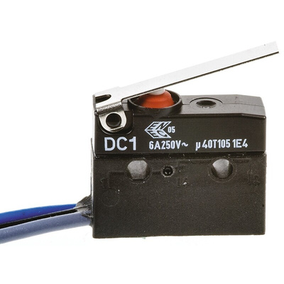 ZF Lever Micro Switch, Through Hole Terminal, 6 A @ 250 V ac, SPDT, IP6K7