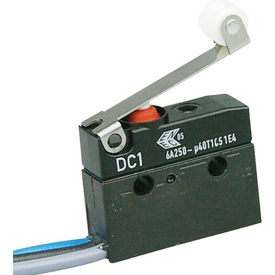 ZF Roller Lever Micro Switch, Through Hole Terminal, 6 A @ 250 V ac, SPDT, IP6K7