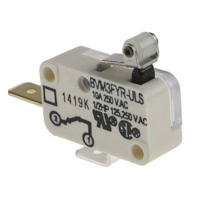 Saia-Burgess Roller Lever Micro Switch, Tab Terminal, 10 A @ 250 V ac, SPST, IP40