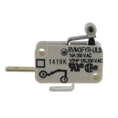 Saia-Burgess Roller Lever Micro Switch, Tab Terminal, 10 A @ 250 V ac, SPST, IP40
