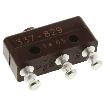 Honeywell Plunger Micro Switch, Solder Terminal, 5 A @ 250 V ac, SPDT