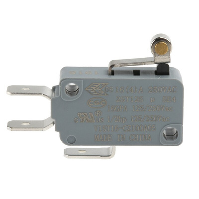 Honeywell Short Roller Lever Micro Switch, Tab Terminal, 16 A @ 250 V ac, SPDT