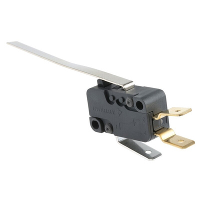 ZF Long Leaf Lever Micro Switch, Tab Terminal, 16 A @ 250 V ac, SPDT