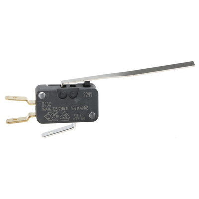 ZF Long Leaf Lever Micro Switch, Tab Terminal, 16 A @ 250 V ac, SPDT