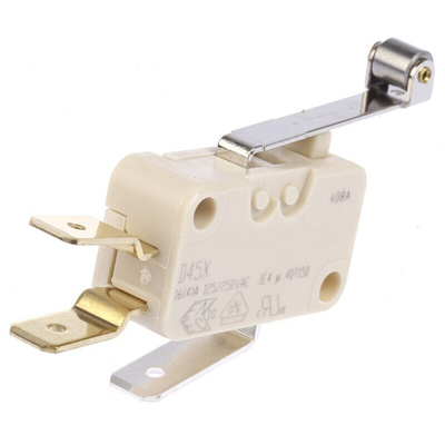 ZF Roller Lever Micro Switch, Tab Terminal, 16 A @ 250 V ac, SP-CO