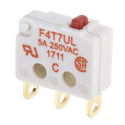 Saia-Burgess Plunger Micro Switch, Solder Terminal, 5 A @ 250 V ac, SPDT, IP40