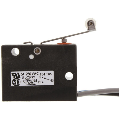 Saia-Burgess Roller Lever Micro Switch, Pre-wired Terminal, 5 A @ 250 V ac, SPDT, IP67