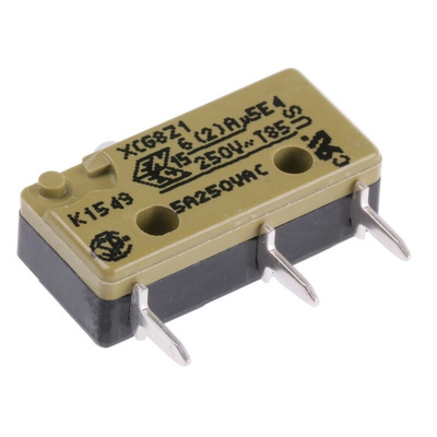 Saia-Burgess Plunger Micro Switch, PCB Terminal, 6 A @ 250 V ac, SPDT, IP40
