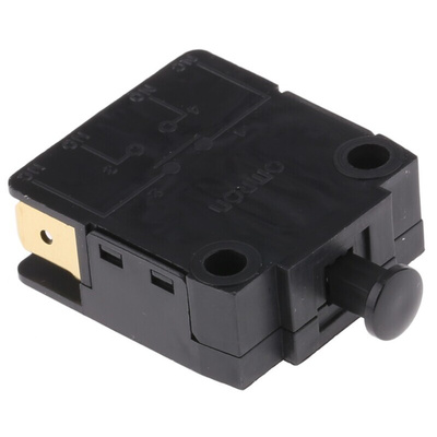 Omron Door Micro Switch, Plunger, SPDT 10 A @ 250 V ac, -25 → +85°C