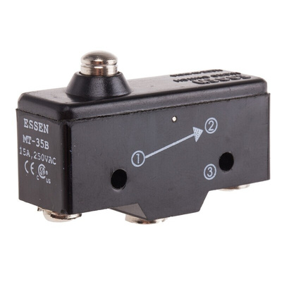 RS PRO Plunger Micro Switch, Screw Terminal, 15 A @ 250 V ac, SP-CO