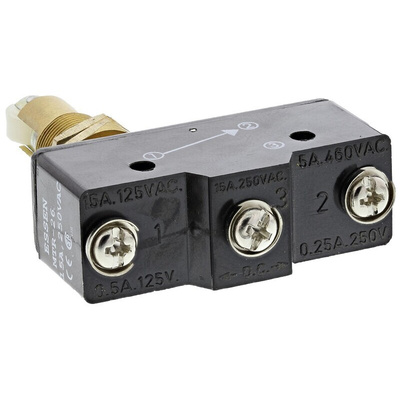 RS PRO Spring Plunger Micro Switch, Screw Terminal, 15 A @ 250 V ac, SP-CO