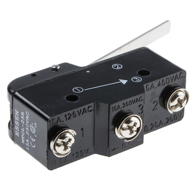 RS PRO Lever Micro Switch, Screw Terminal, 15 A @ 250 V ac, SP-CO