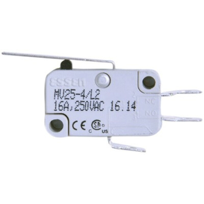 RS PRO Long Straight Lever Micro Switch, Solder Terminal, 16 A @ 250 V ac, SP-CO