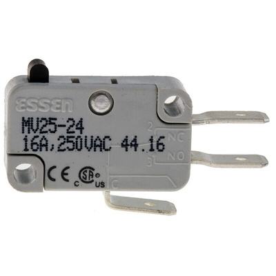 RS PRO Plunger Micro Switch, Quick Connect Terminal, 16 A @ 250 V ac, SP-CO