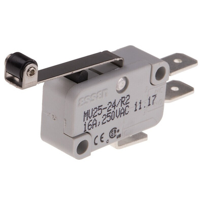 RS PRO Long Roller Lever Micro Switch, Quick Connect Terminal, 16 A @ 250 V ac, SP-CO