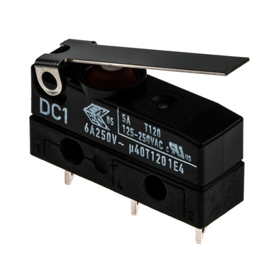 ZF Hinge Lever Micro Switch, Solder Terminal, 6 A @ 250 V ac, SPDT, IP6K7