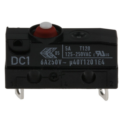 ZF Button Micro Switch, Solder Terminal, 6 A @ 250 V ac, SPST, IP6K7