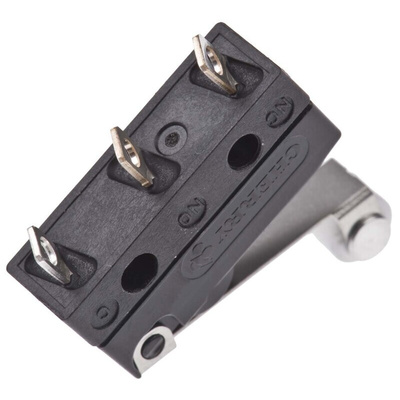 ZF Short Roller Lever Micro Switch, Solder Terminal, 100 mA @ 30 V dc, SPDT, IP6K7