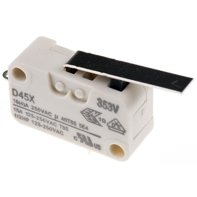 ZF Short Lever Micro Switch, Solder Terminal, 16 A @ 250 V ac, SPDT