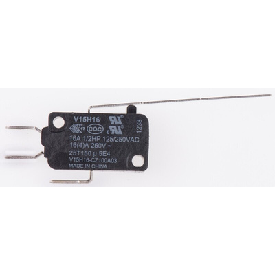 Honeywell Long Leaf Lever Micro Switch, Quick Connect Terminal, 16 A @ 250 V ac, SPDT, IP67