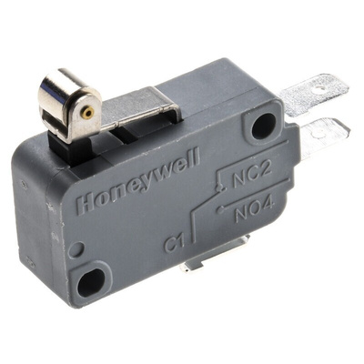 Honeywell Short Roller Lever Micro Switch, Tab Terminal, 16 A @ 250 V ac, SPDT