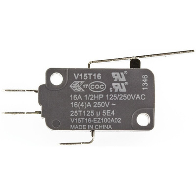 Honeywell Leaf Lever Microswitch, Tab Terminal, 16 A @ 250 V ac, SPDT