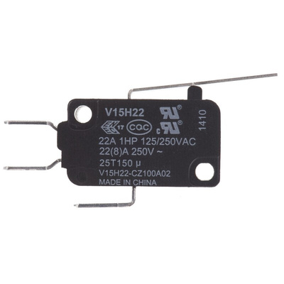 Honeywell Leaf Lever Micro Switch, Quick Connect Terminal, 22 A @ 250 V ac, SPDT, IP67
