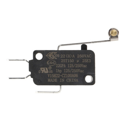 Honeywell Roller Lever Micro Switch, Quick Connect Terminal, 22 A @ 250 V ac, SPDT, IP67