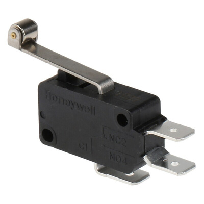 Honeywell Roller Lever Micro Switch, Quick Connect Terminal, 22 A @ 250 V ac, SPDT, IP67
