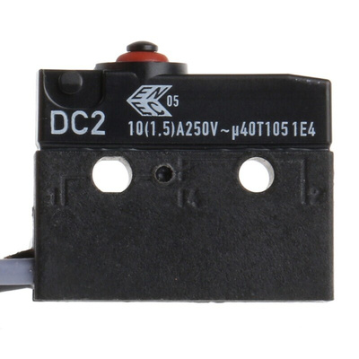 ZF Button Micro Switch, Pre-wired Terminal, 10.1 A @ 250 V ac, SPDT, IP6K7