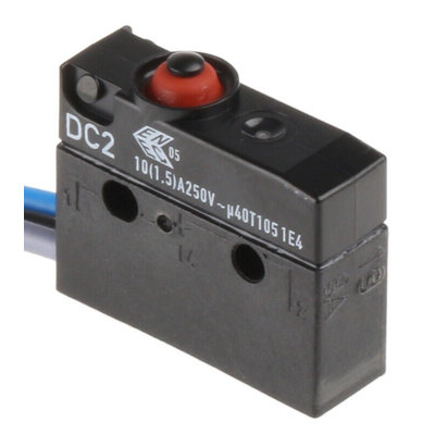 ZF Button Micro Switch, Pre-wired Terminal, 10.1 A @ 250 V ac, SPDT, IP6K7