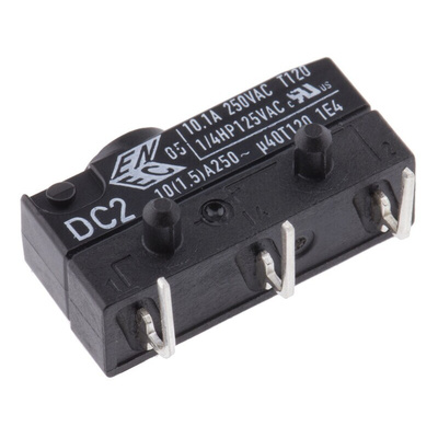 ZF Button Micro Switch, Right Angle PCB Terminal, 10.1 A @ 250 V ac, SPDT, IP6K7