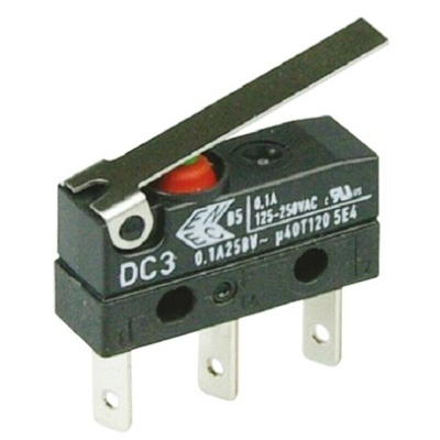 ZF Hinge Lever Micro Switch, Solder Terminal, 100 mA @ 30 V dc, SPDT, IP6K7