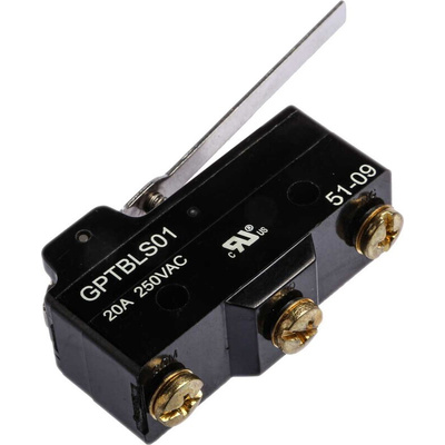 ZF Long Hinge Lever Micro Switch, Screw Terminal, 20 A @ 250 V ac, SPDT