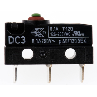 ZF Button Micro Switch, Solder Terminal, 100 mA @ 30 V dc, SPDT, IP6K7