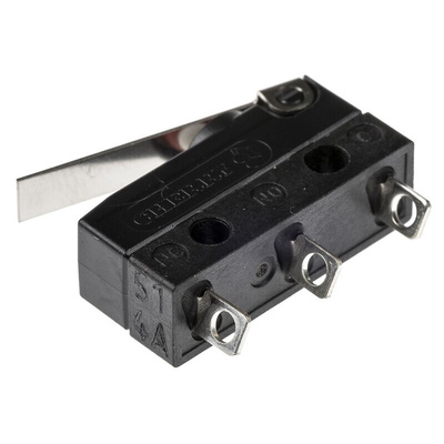 ZF Short Lever Micro Switch, Solder Terminal, 6 A @ 250 V ac, SPDT, IP6K7