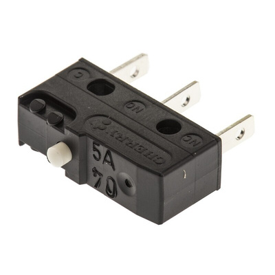 ZF Button Micro Switch, Tab Terminal, 6 A @ 250 V ac, SPDT