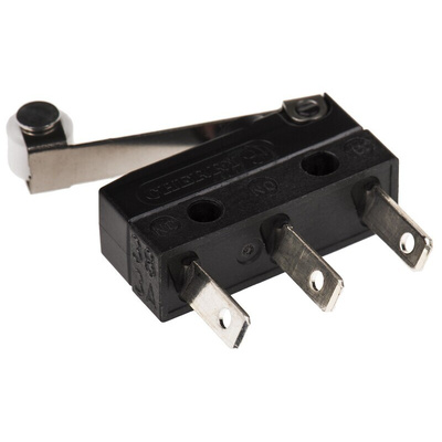 ZF Roller Lever Micro Switch, Tab Terminal, 10.1 A @ 250 V ac, SPDT, IP6K7