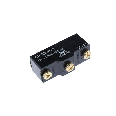 ZF Button Micro Switch, Screw Terminal, 15 A @ 250 V ac, SPDT